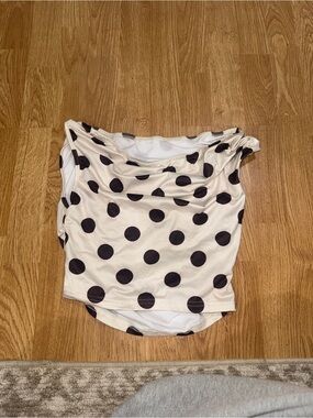 SHEIN White Polka Dot Cowl Neck Crop Top
